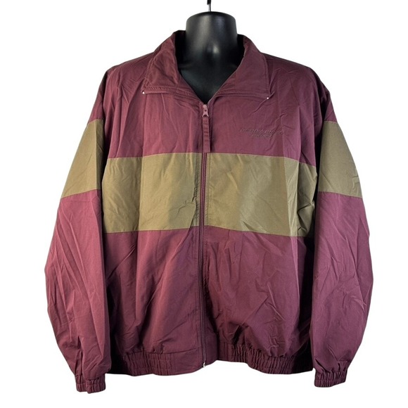 Perry Ellis Other - Perry Ellis America Active Mens XL Windbreaker Jacket Burgundy Olive Colorblock